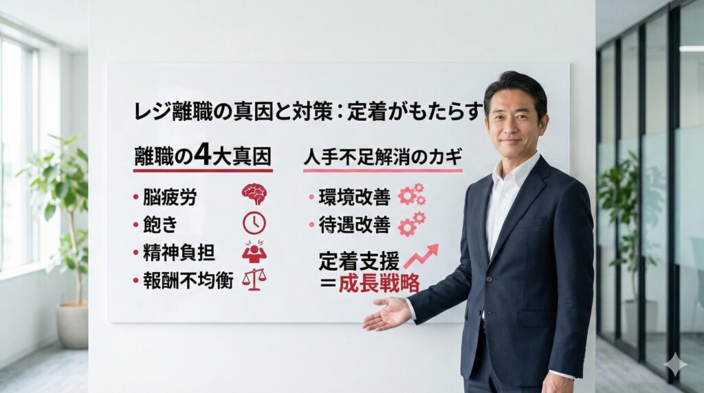 レジ離職の真因と対策：定着がもたらす